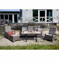 LC Garden Komido Gartensofa Aluminium/Geflecht Anthrazit/Omega Braun -Garten Leben lc garden komido 3 sitzersofa geflecht polster omega braun grau 1248195 2