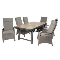 LC Garden Komido Gartenmöbel-Set 7-tlg. Tisch 200/260x100cm Anthrazit/Omega Braun