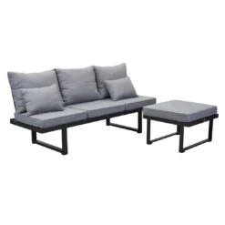 LC Garden Sondrino Gartensofa Aluminium/Polyester Schwarz/Grau -Garten Leben lc garden sondrino 3 sitzersofa 202x70cm aluminium polyester 1433677 10
