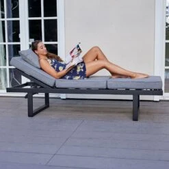 LC Garden Sondrino Gartensofa Aluminium/Polyester Schwarz/Grau -Garten Leben lc garden sondrino 3 sitzersofa 202x70cm aluminium polyester 1433677 3