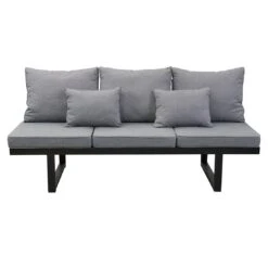 LC Garden Sondrino Gartensofa Aluminium/Polyester Schwarz/Grau -Garten Leben lc garden sondrino 3 sitzersofa 202x70cm aluminium polyester 1433677 4