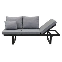 LC Garden Sondrino Gartensofa Aluminium/Polyester Schwarz/Grau -Garten Leben lc garden sondrino 3 sitzersofa 202x70cm aluminium polyester 1433677 7