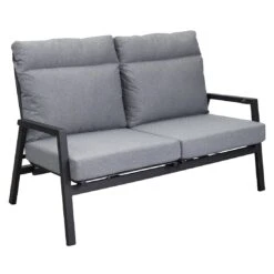 LC Garden Sondrino Gartensofa Aluminium/Textilene Schwarz Matt/Silber -Garten Leben lc garden sondrino bank 2 sitzer aluminium textilene 1433545 2