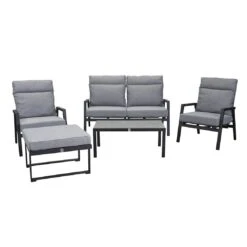 LC Garden Sondrino Gartenhocker 70x70cm Aluminium/Polyester Schwarz/Grau -Garten Leben lc garden sondrino hocker 70x70cm aluminium polyester 1433644 4