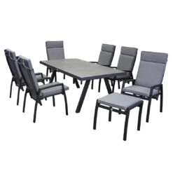 LC Garden Sondrino Gartenhocker Mit Kissen Aluminium/Polyester Schwarz/Grau -Garten Leben lc garden sondrino hocker mit kissen aluminium polyester 1433039 4