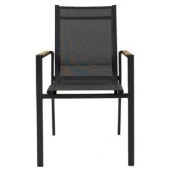 LC Garden Unicamo Stapelstuhl Aluminium/Textilene/Teak Anthrazit/Natur -Garten Leben lc garden unicamo stapelstuhl aluminium textilene teak 1433303 2