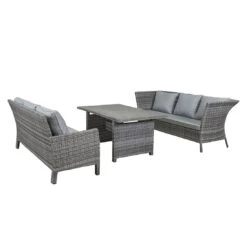 LC Garden Vivera Dininglounge Aluminium/Geflecht Grau/Omega-Anthrazit -Garten Leben lc garden vivera loungeecke mit tisch alu geflecht glas keramik 1432412 3