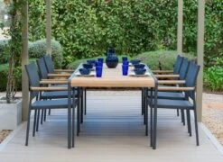 LifestyleGarden Amber Gartenmöbel-Set 7-tlg. Tisch 220x95cm Magnesium Grau/Grau Meliert