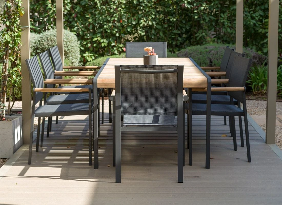 LifestyleGarden Amber Gartenmöbel-Set 9-tlg. Tisch 220x95cm Magnesium Grau/Grau Meliert 3 LifestyleGarden Amber Gartenmöbel-Set 9-tlg. Tisch 220x95cm Magnesium Grau/Grau Meliert