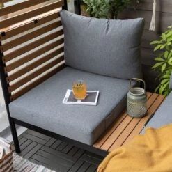 LifestyleGarden Femalcony Gartensofa Aluminium/Olefin Schwarz Matt/Dunkelgrau -Garten Leben lifestylegarden femalcony gartensofa aluminium teakholz 1441102 3