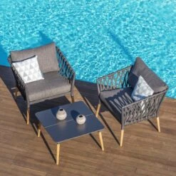 LifestyleGarden Ipanema Loungeset Teak/Olefin Natur/Dunkelgrau -Garten Leben lifestylegarden ipanema loungeset teak olefin 1482066 10