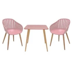 LifestyleGarden Nassau Gartenmöbel-Set 3-tlg. Tisch 70x70cm Teaklook/Pfingstrose