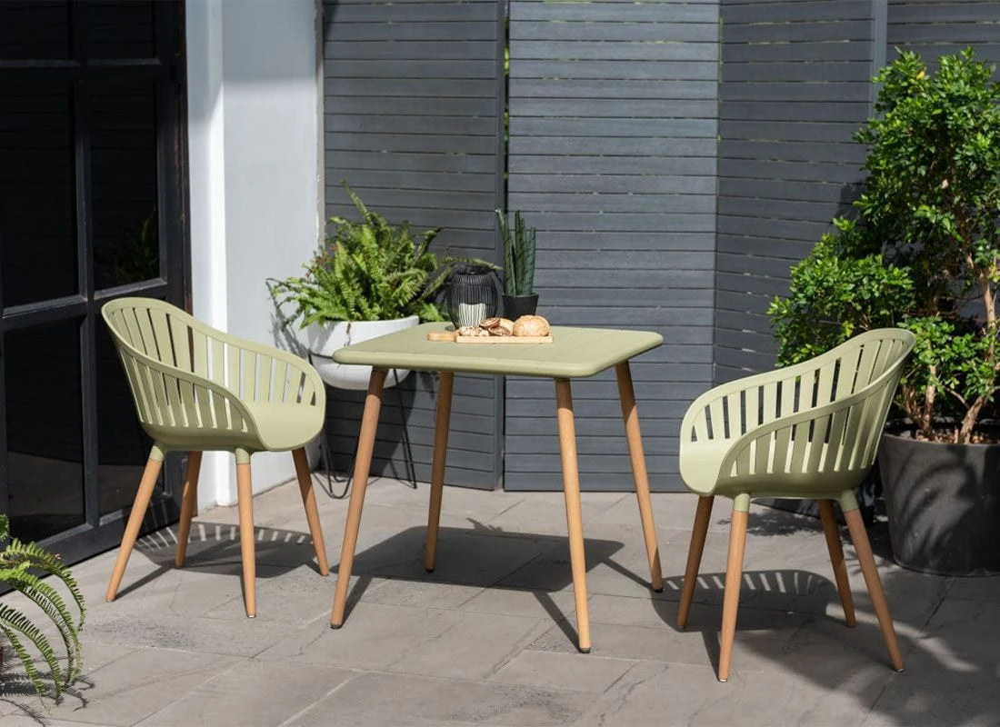 LifestyleGarden Nassau Gartensessel Eukalyptusholz/Kunststoff Teaklook/Salbeigrün 4 LifestyleGarden Nassau Gartensessel Eukalyptusholz/Kunststoff Teaklook/Salbeigrün – Bild 2