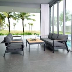 LifestyleGarden Palau Loungeset 3-tlg. Aluminium/Olefin Dunkelgrau