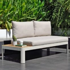 LifestyleGarden Portals Gartensofa Aluminium/Teak/Olefin Korallensand-Matt/Teak