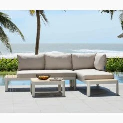 LifestyleGarden Portals Gartensofa Aluminium/Teak/Olefin Korallensand-Matt/Teak -Garten Leben lifestylegarden portals 2 sitzersofa aluminium teak olefin korallensand matt teak 1282966 3