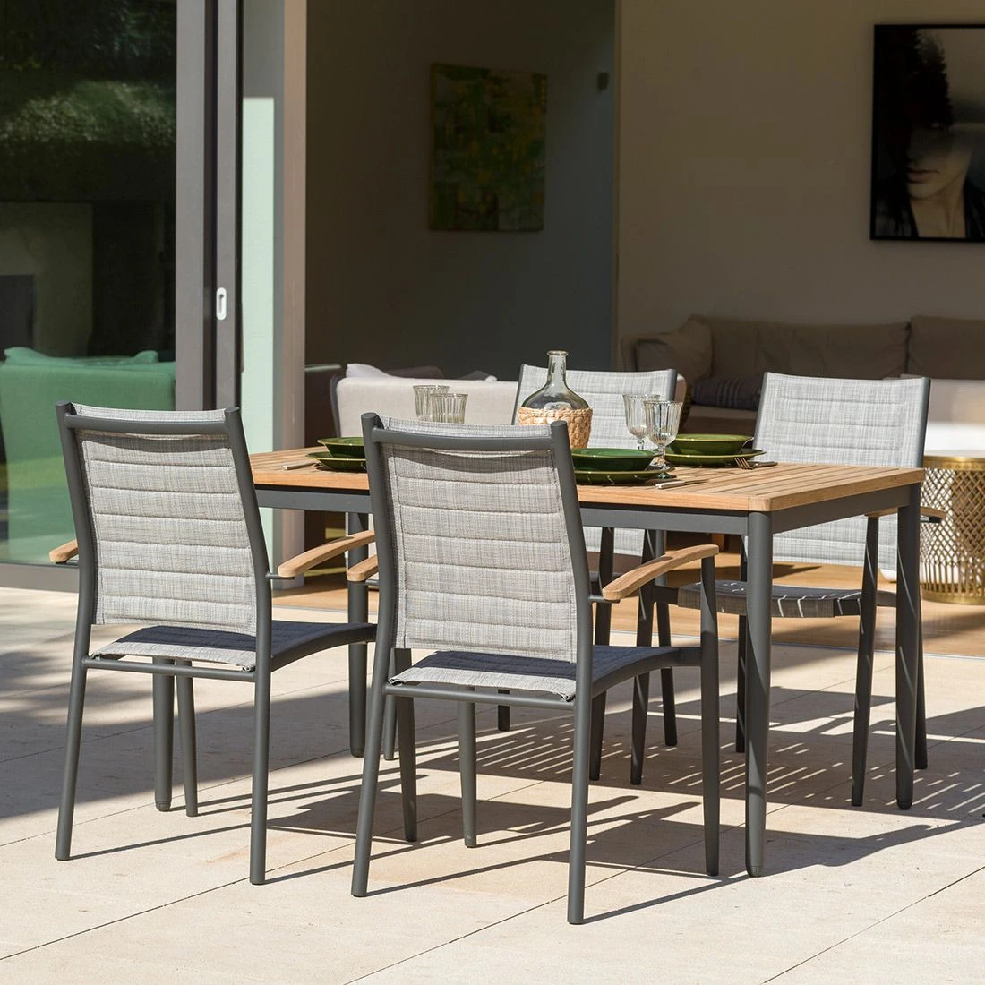 LifestyleGarden Topaz Gartenmöbel-Set 5-tlg. Tisch 144x90cm Grau 3 LifestyleGarden Topaz Gartenmöbel-Set 5-tlg. Tisch 144x90cm Grau