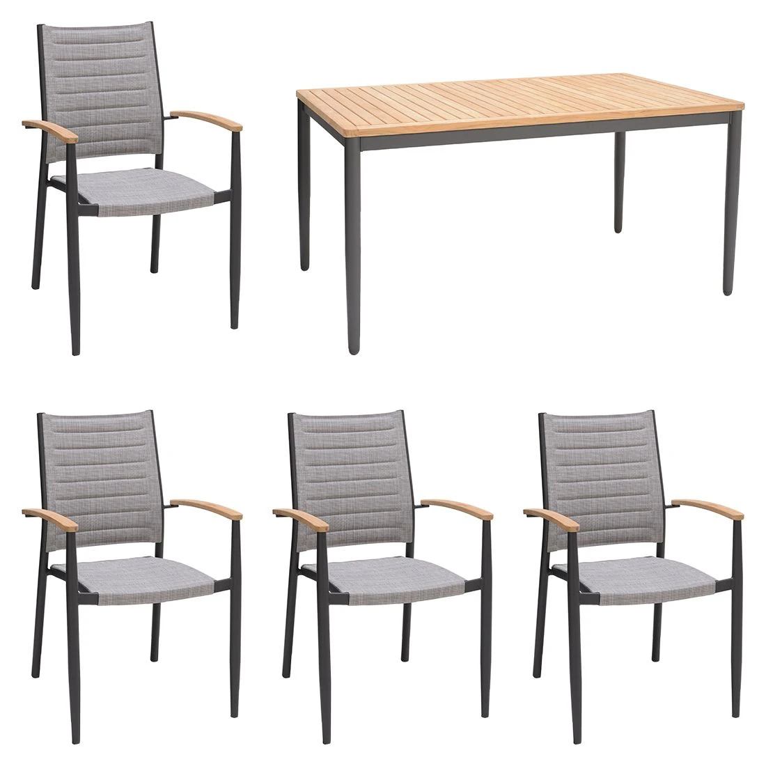 LifestyleGarden Topaz Gartenmöbel-Set 5-tlg. Tisch 144x90cm Grau 4 LifestyleGarden Topaz Gartenmöbel-Set 5-tlg. Tisch 144x90cm Grau – Bild 2