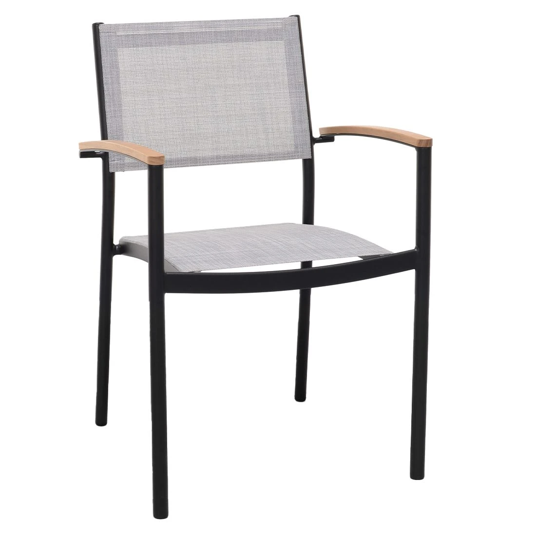 LifestyleGarden Vera Stapelsessel Aluminium/Textilene Schwarz Matt/Grau-Weiß Meliert 3 LifestyleGarden Vera Stapelsessel Aluminium/Textilene Schwarz Matt/Grau-Weiß Meliert