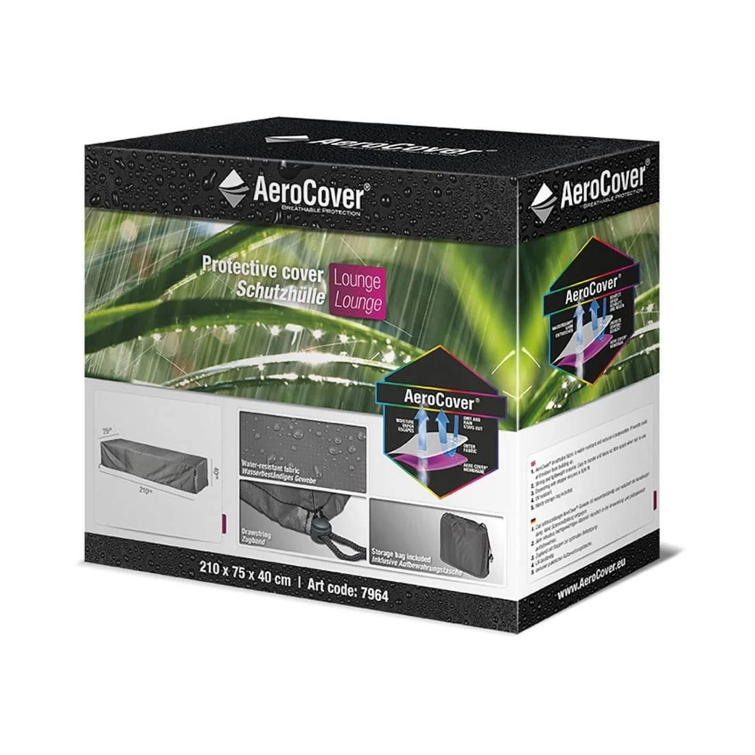 AeroCover Gartenliege Schutzhülle 210x75x40cm Polyester Uni Anthrazit 10 AeroCover Gartenliege Schutzhülle 210x75x40cm Polyester Uni Anthrazit – Bild 8