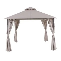 OUTLIV. Gazebo Gartenpavillon 300x300cm Stahl/Polyester Schwarz/Grau