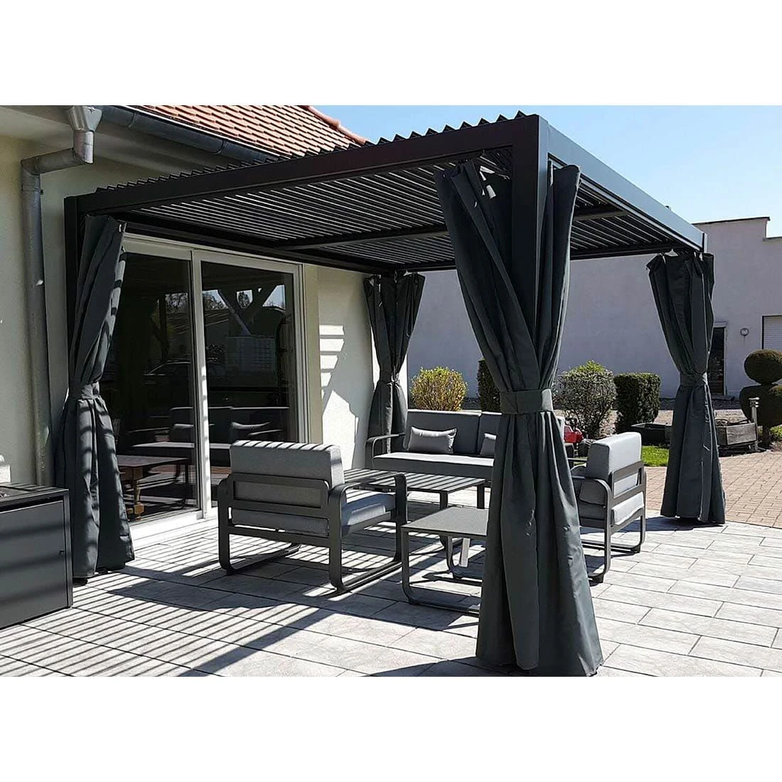 MWH Kiosko Gartenpergola 360cm Aluminium/Polyester Anthrazit 4 MWH Kiosko Gartenpergola 360cm Aluminium/Polyester Anthrazit – Bild 2