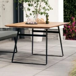 Niehoff Elba Gartentisch 180x95 Cm Stahl/Teak Schwarz/Natur -Garten Leben niehoff elba gartentisch 160x95 cm stahl teak 1472232 2