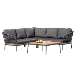 Niehoff Freeport Ecklounge 4-tlg. Mit Tisch 89x89cm Anthrazit -Garten Leben niehoff freeport loungeecke 4 tlg mit tisch 89x89cm 1412084 2