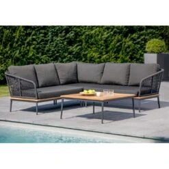 Niehoff Freeport Ecklounge 4-tlg. Mit Tisch 89x89cm Anthrazit -Garten Leben niehoff freeport loungeecke 4 tlg mit tisch 89x89cm 1412084 7
