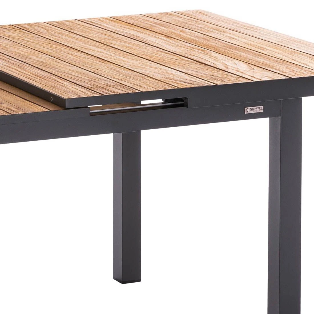 Niehoff Nantes Ausziehtisch 180/240x100cm Aluminium/Teak Anthrazit/Natur 7 Niehoff Nantes Ausziehtisch 180/240x100cm Aluminium/Teak Anthrazit/Natur – Bild 5
