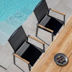 Niehoff Revent Stapelsessel Aluminium/Textilene Anthrazit/Schwarz -Garten Leben niehoff revent stapelsessel aluminium textilene 1377764 4