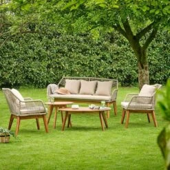 Outdoor Living Seville Loungeset 5-tlg. Akazie/Rope Braun/Sand -Garten Leben outdoor living seville loungeset 5 ltg akazie rope 1428243 2