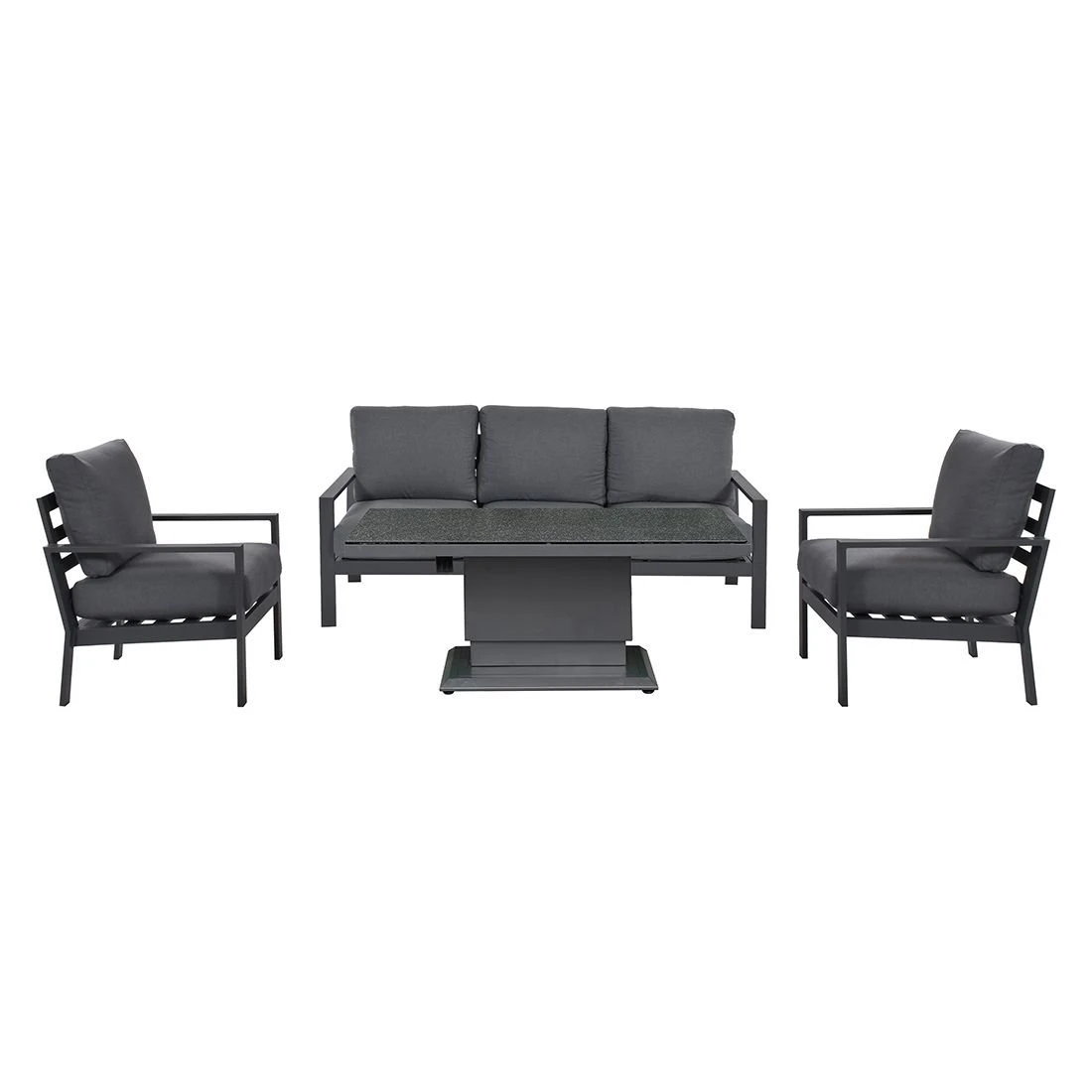 OUTLIV. Atlanta Loungeset 4-tlg. Aluminium/Polyester Anthrazit/Grau 4 OUTLIV. Atlanta Loungeset 4-tlg. Aluminium/Polyester Anthrazit/Grau – Bild 2