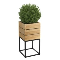 OUTLIV. Flora Pflanztopf 40x41x79,5cm Schwarz/Wildeiche -Garten Leben outliv by detlef steves flora pflanztopf 40x41x79 5cm 1354147 8