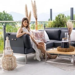 OUTLIV. Capri Gartensofa Schwarz 24 OUTLIV. Capri Gartensofa Schwarz -Garten Leben outliv capri 3 sitzersofa edelstahl teak inklusive kissen schwarz 1168940 11