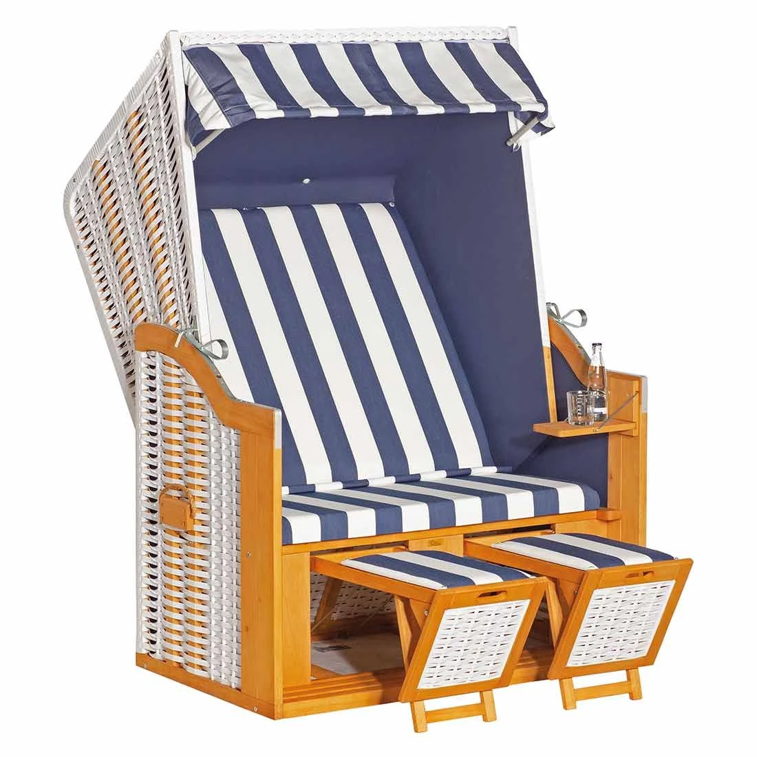 OUTLIV. Cliff Strandkorb Pinie/Geflecht Weiß/Blau 3 OUTLIV. Cliff Strandkorb Pinie/Geflecht Weiß/Blau