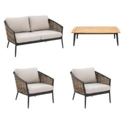 OUTLIV. Falun Loungeset 4-tlg. Aluminium/Rope Anthrazit/Mixed Brown/Ivory -Garten Leben outliv falun sofagruppe 4 tlg aluminium rope 1342762 3