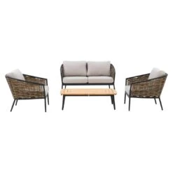 OUTLIV. Falun Loungeset 4-tlg. Aluminium/Rope Anthrazit/Mixed Brown/Ivory -Garten Leben outliv falun sofagruppe 4 tlg aluminium rope 1342762 4