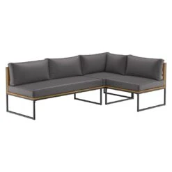 OUTLIV. Floris Dininglounge 3-tlg. Stahl/Akazie Schwarz/Grau -Garten Leben outliv floris dininglounge 3 tlg stahl akazie schwarz grau 1241353 3