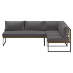 OUTLIV. Floris Dininglounge 3-tlg. Stahl/Akazie Schwarz/Grau -Garten Leben outliv floris dininglounge 3 tlg stahl akazie schwarz grau 1241353 4