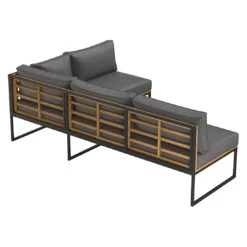 OUTLIV. Floris Dininglounge 3-tlg. Stahl/Akazie Schwarz/Grau -Garten Leben outliv floris dininglounge 3 tlg stahl akazie schwarz grau 1241353 5