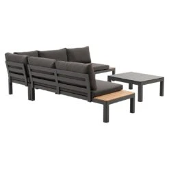 OUTLIV. Freddo Ecklounge 4-teilig Aluminium/Polster/Teak Dunkelgrau -Garten Leben outliv freddo loungeecke 4 teilig aluminium polster teak 1355027 3