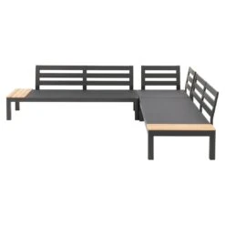 OUTLIV. Freddo Ecklounge 4-teilig Aluminium/Polster/Teak Dunkelgrau -Garten Leben outliv freddo loungeecke 4 teilig aluminium polster teak 1355027 4