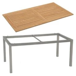 Stern Gartentisch 160x90cm Aluminium/Teak Graphit/Natur -Garten Leben outliv gartentisch 160x90cm aluminium teak 1372836 2