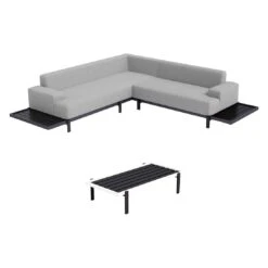 OUTLIV. By Detlef Steves Glamour Ecklounge 3-tlg. Aluminium/Sunbrella Schwarz/Flanelle -Garten Leben outliv glamour loungeecke 3 tlg aluminium sunbrella 1379865 3