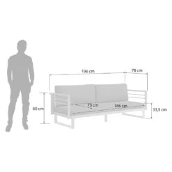 OUTLIV. Hawaii Gartensofa Edelstahl/Teak/Polster Dunkelgrau -Garten Leben outliv hawaii 3 sitzersofa edelstahl teak polster dunkelgrau 1226206 3