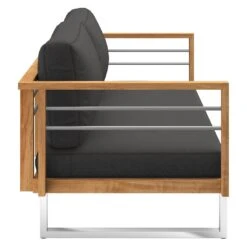 OUTLIV. Hawaii Gartensofa Edelstahl/Teak/Polster Dunkelgrau -Garten Leben outliv hawaii 3 sitzersofa edelstahl teak polster dunkelgrau 1226206 5