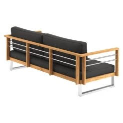 OUTLIV. Hawaii Gartensofa Edelstahl/Teak/Polster Dunkelgrau -Garten Leben outliv hawaii 3 sitzersofa edelstahl teak polster dunkelgrau 1226206 6