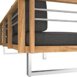 OUTLIV. Hawaii Gartensofa Edelstahl/Teak/Polster Dunkelgrau -Garten Leben outliv hawaii 3 sitzersofa edelstahl teak polster dunkelgrau 1226206 8