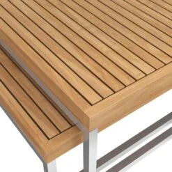 OUTLIV. Hawaii Loungeset 4-tlg. Edelstahl/Teak/Polster Dunkelgrau -Garten Leben outliv hawaii sofagruppe 4 tlg edelstahl teak polster 1340760 11